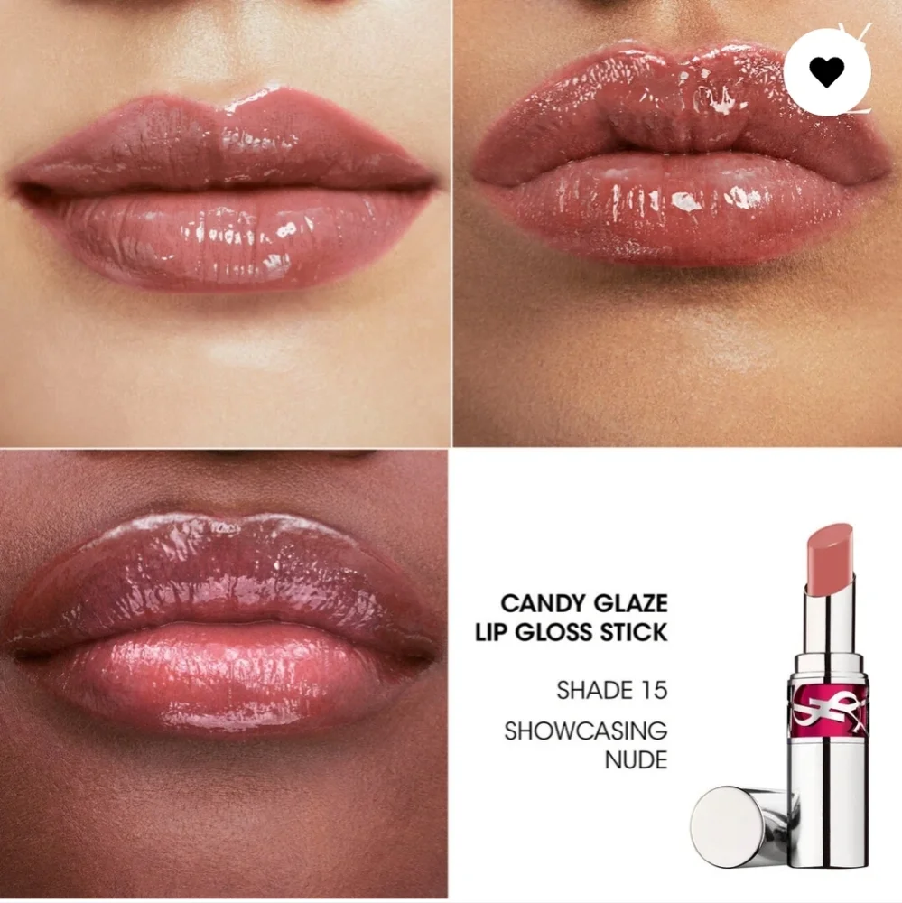 NEW YSL Yves Saint Laurent Candy Glaze Showcasing Nude Lip Gloss Number 15